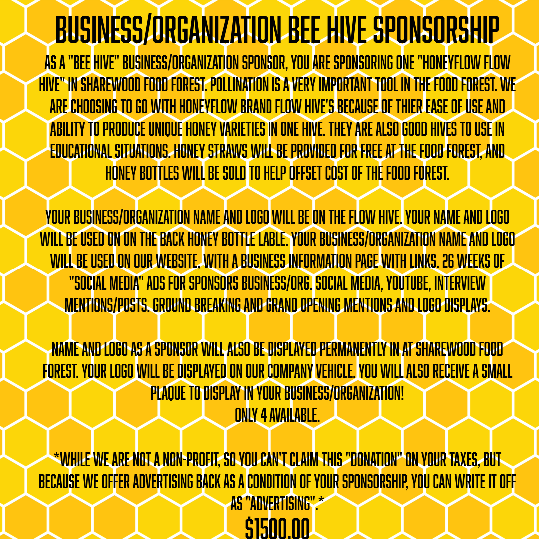 Business/Organization Bee Hive Sponsorship