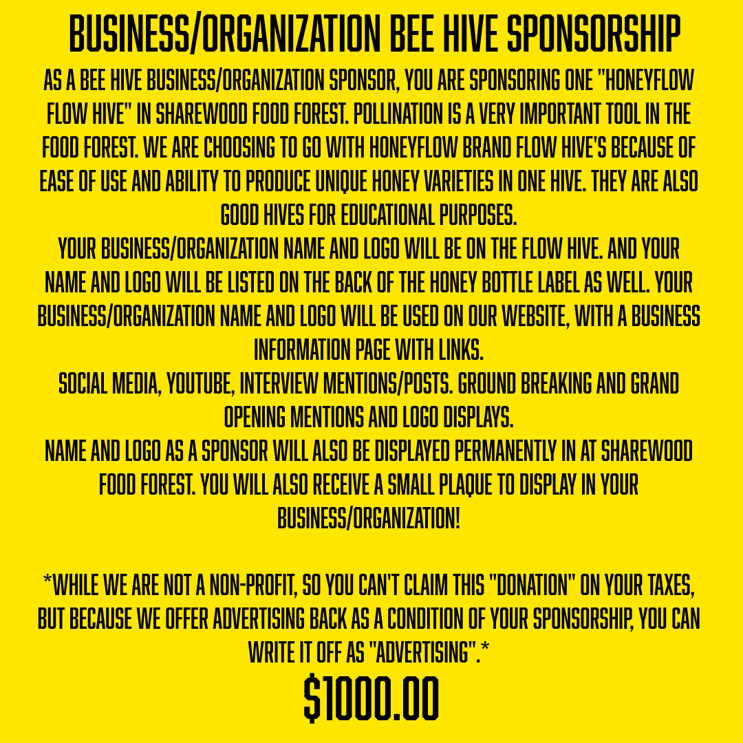 Business/Organization Bee Hive Sponsorship